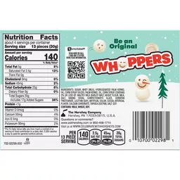 Whoppers Snowballs Malted Milk Balls In Vanilla Flavored Creme Candy,  Christmas, 4 Oz, Box, Shop