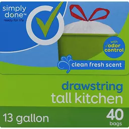 Simply Done - Simply Done, Drawstring Tall Kitchen Bags, Clear (13
