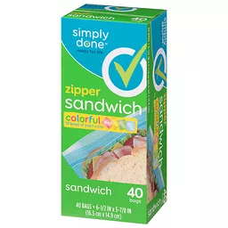 Simply Done Sandwich Bags, Zipper, Colorful 40 Ea, Plastic Bags