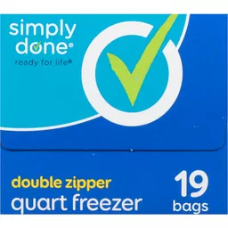 Simply Done Freezer Bags, Double Zipper, Quart Size