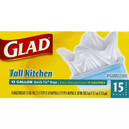 Glad Tall Kitchen Bags, Quick Tie, 13 Gallon 80 Ea