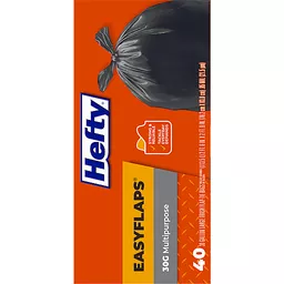 Hefty Easy Flaps 30-gallon Large Trash Bags - Large Size - 30 gal Capacity  - 30 Width x 33 Length - 0.85 mil (22 Micron) Thickness - Black -  6/Carton - 40 Per Box - Can - Filo CleanTech