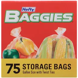 Meijer Twist Tie Food Storage Bags, Gallon, 75 ct