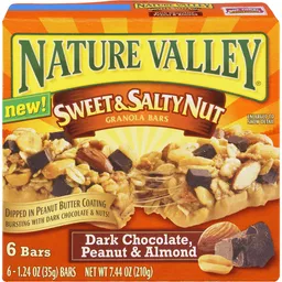 Nature Valley Sweet & Salty Nut Chewy Dark Chocolate Peanut & Almond  Granola Bars 6 -1.2 Oz Bars, Granola & Energy Bars