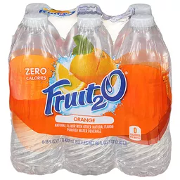 Fruit2 O Purified Water Beverage, Orange, 6 Pack 6 Ea | Flavored 