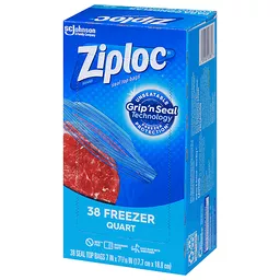 Ziploc Large Food Storage Freezer Bags, Grip 'n Seal Technology - 14 ea