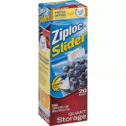 Ziploc® Brand Slider Storage Bags with Power Shield Technology, Quart, 20  Count