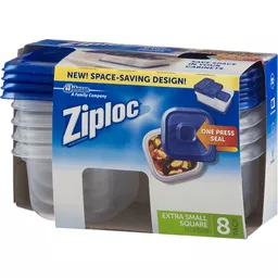 Ziploc® Brand, Food Storage Containers with Lids, Smart Snap Technology,  Mini Square, 8 ct