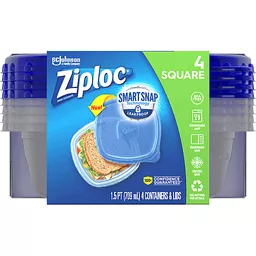 Ziploc Containers & Lids, Square, Small, 1.5 Pint