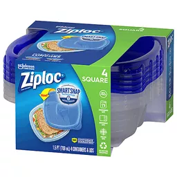 Ziploc Containers & Lids, Square, 1 Pint 4 Ea