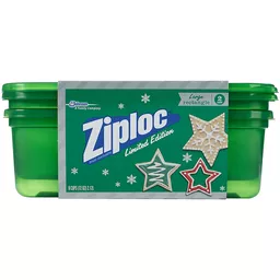 Ziploc Brand Holiday Food Storage Containers, Large Rectangle, 2 Count