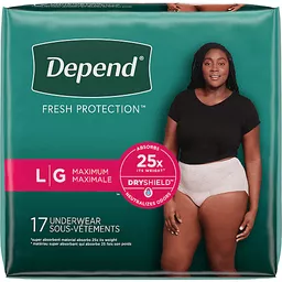 Depend Fit-Flex Adult Incontinence Underwear for Women, Disposable, XXL,  Blush, 44 Count (53304)