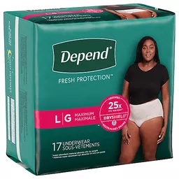 Depend Fresh Protection Adult Incontinence Underwear for Women (Formerly  Depend Fit-Flex), Disposable, Maximum, Large, Blush, 17 Count, Incontinence