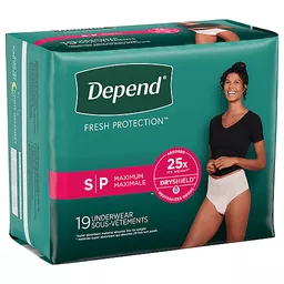 Depend Fresh Protection Adult Incontinence Underwear for Women (Formerly Depend  Fit-Flex), Disposable, Maximum, Small, Blush, 19 Count, Feminine Care