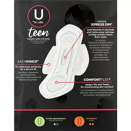 U By Kotex Teen Extra Absorbency Ultra Thin Pads With Wings 28 Pads 28 Ea, Shop