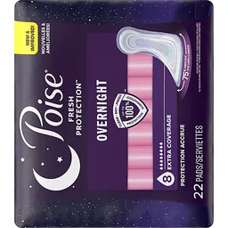 Poise Incontinence Pads for Women & Postpartum Incontinence Pads 8 Drop  Overnight Extra-Coverage, 22 count - Harris Teeter
