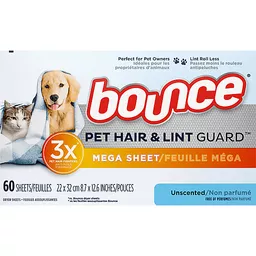 Pet Hair and Lint Guard Mega Sheets, Unscented