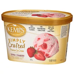 Kemps Simply Crafted Strawberry Rhubarb Cobbler Ice Cream Pint, 16 oz -  Kroger