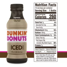 (12 bottles) Dunkin' Donuts Iced Coffee, French Vanilla, 13.7 fl oz