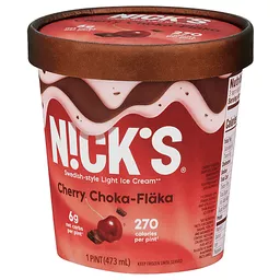 Nick's Ice Cream, Light, Swedish Style, Cherry Choka Flaka 1 Pt 