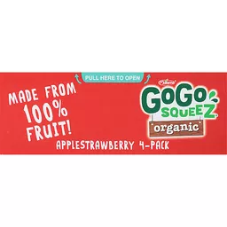 GoGo Squeez 4 Pack Organic Fruit on the Go Apple Strawberry Apple Sauce 4 -  3.2 Oz Pouches, Applesauce