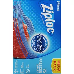 Ziploc Brand Freezer Bags with New Stay Open Design, Quart, 75