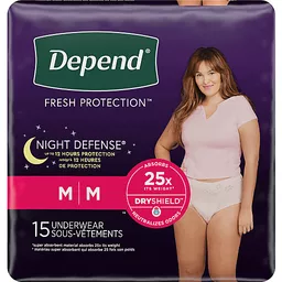 Depend Fit-Flex Incontinence Underwear for Women, Medium, 30 ct
