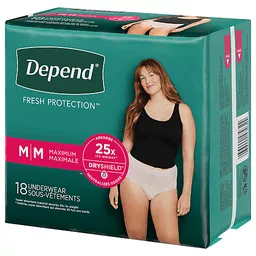 Depend Fit Flex Women Medium Underwear 18 ct package, Incontinence