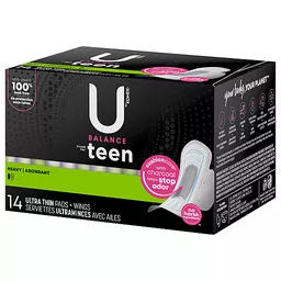 U by Kotex Balance Sized for Teens Ultra Thin Pads with Wings