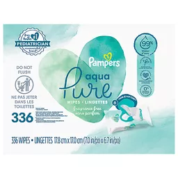 Pampers Aqua Pure Baby Wipes 336 ct 6 pack bag