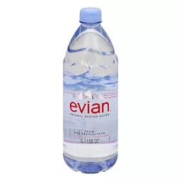 Evian Natural Spring Water 1L bottle, Water