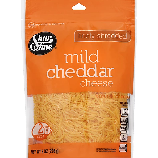 Great Value Shredded Medium Cheddar Cheese, 8 oz