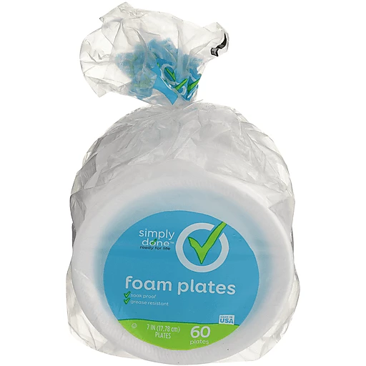 Simply Done Foam Plates, 8-7/8 Inch, 60 Ct, Tableware & Serveware