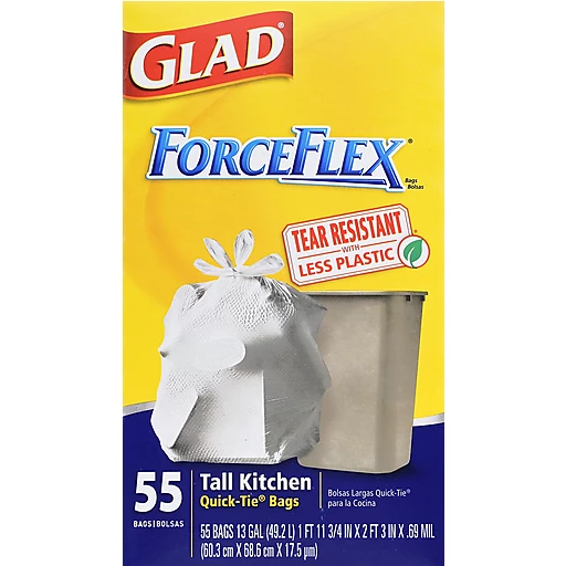  Glad Medium Quick-Tie Trash Bags - ForceFlex 8 Gallon