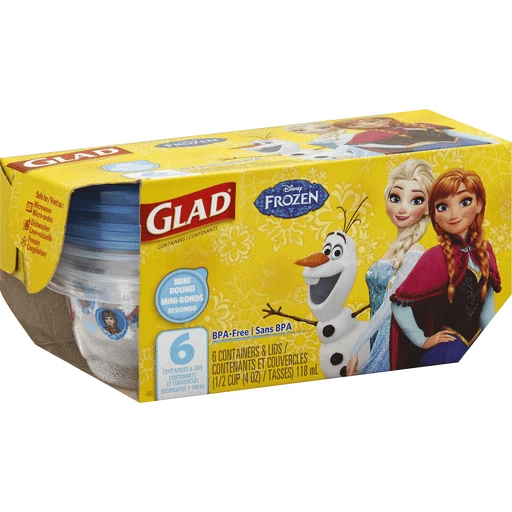 Glad Containers & Lids, Mini Round, Disney Frozen, 4 Ounce