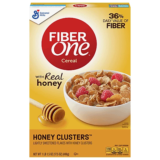 Fiber One Cereal, Honey Clusters 17.5 oz, Cereal