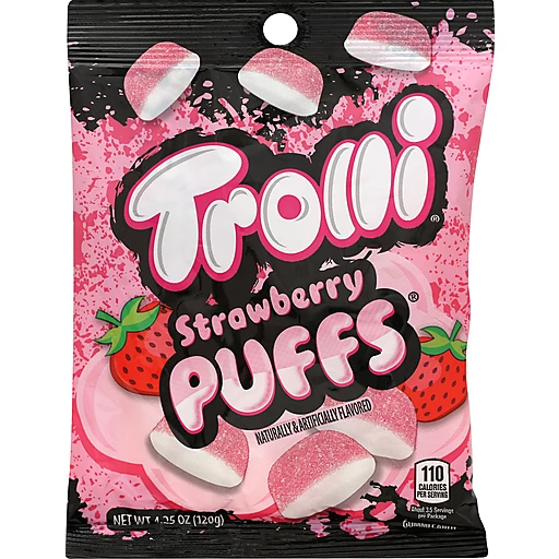 Trolli Strawberry Puffs Gummi Candy 4.25 Oz. Bag