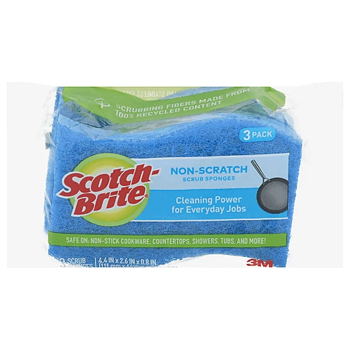 Scotch Brite Scrub Sponges, Non Scratch, 3 Pack 3 Ea, Cleaning Tools