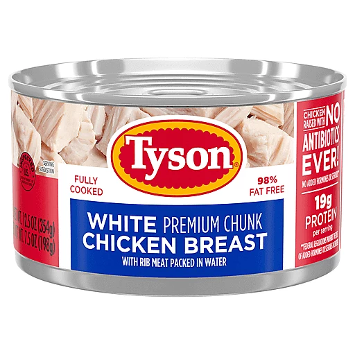 Tyson White Chicken Breast, Chunk, Premium 12.5 Oz | Canned Meat 