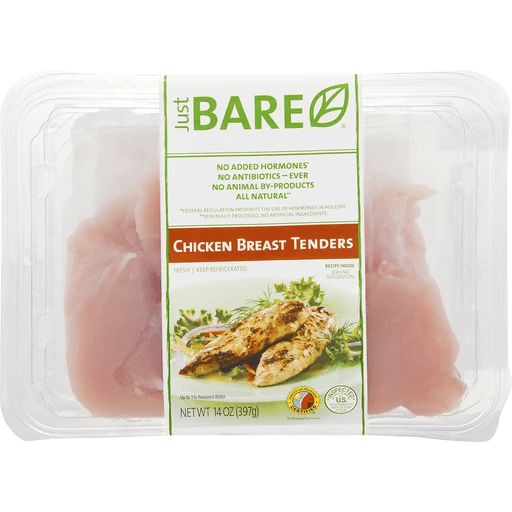 Just Bare Chicken Tenderloins, Boneless, Skinless 14 Oz, Organic & Natural