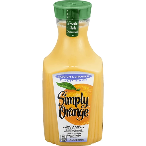 Simply Non GMO No Pulp Orange Fruit Juice, 8 fl oz, 4 Bottles 