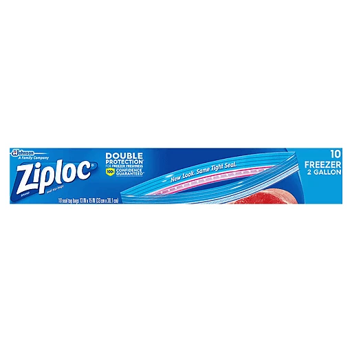 Ziploc Seal Top Bags, Freezer, 2 Gallon 10 ea