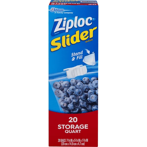 Ziploc Quart Food Storage Slider Bags Power Shield Technology for