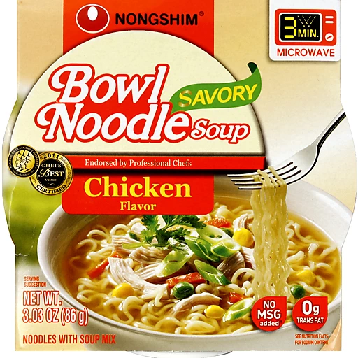 Nong Shim Bowl Noodle Soup, Savory Chicken Flavor, Asian Soups & Ramen