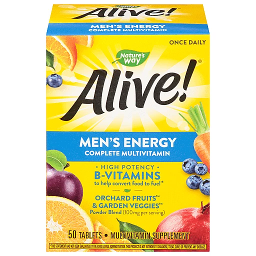 Nature's Way Alive! Men's Complete Multivitamin, Supports Energy Metabolism  & Muscle Function*, B-Vitamins, Gluten-Free, 50 Tablets, Vitamins &  Supplements