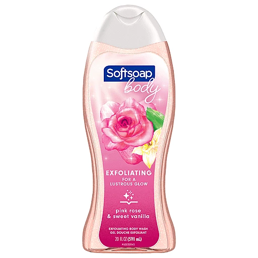 Softsoap Body Pink Rose & Sweet Vanilla Scent Body Wash, Exfoliating Body  Wash - 20 Fluid Ounce, Bar Soap & Body Wash