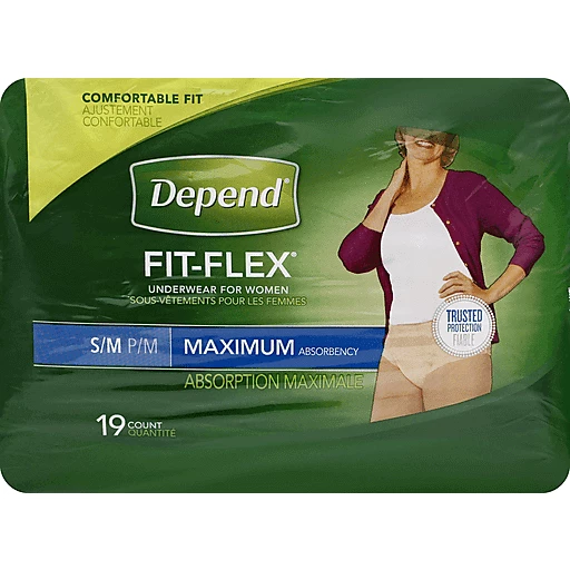 Depend Fit Flex Underwear For Women Maximum Absorbency S/M 19 Ct, Incontinence