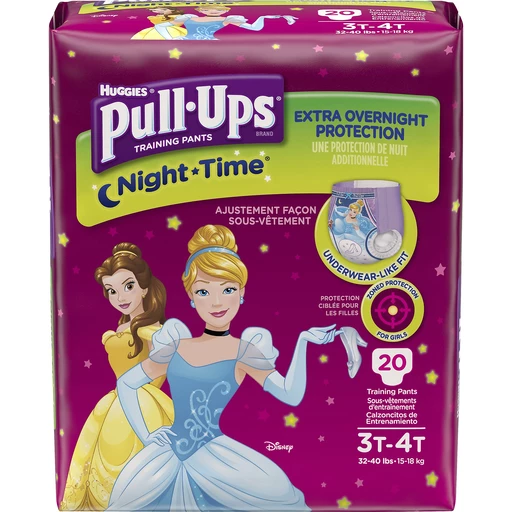 Pull Ups Training Pants, Night Time, Girl, 3T-4T (32-40 lbs), Diapers &  Training Pants