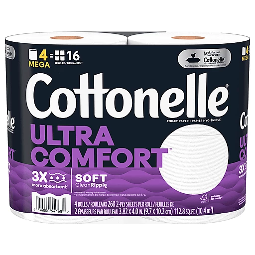 Cottonelle Ultra ComfortCare Toilet Paper, 6 Mega Rolls, 284 Sheets per  Roll (1,704 Total)