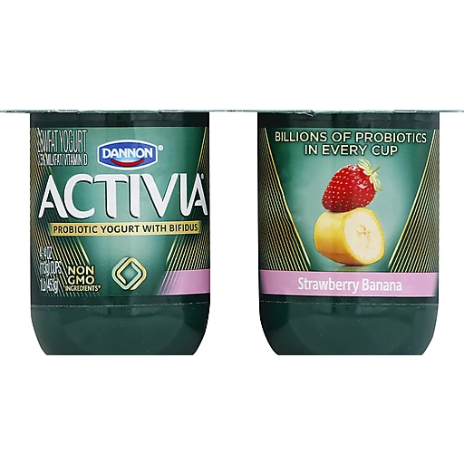 Activia Strawberry Probiotic Yogurt, Lowfat Yogurt Cups, 4 oz , 4 Count